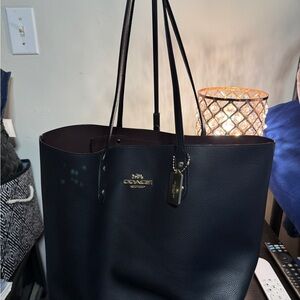 Coach Black Leather Tote Bag